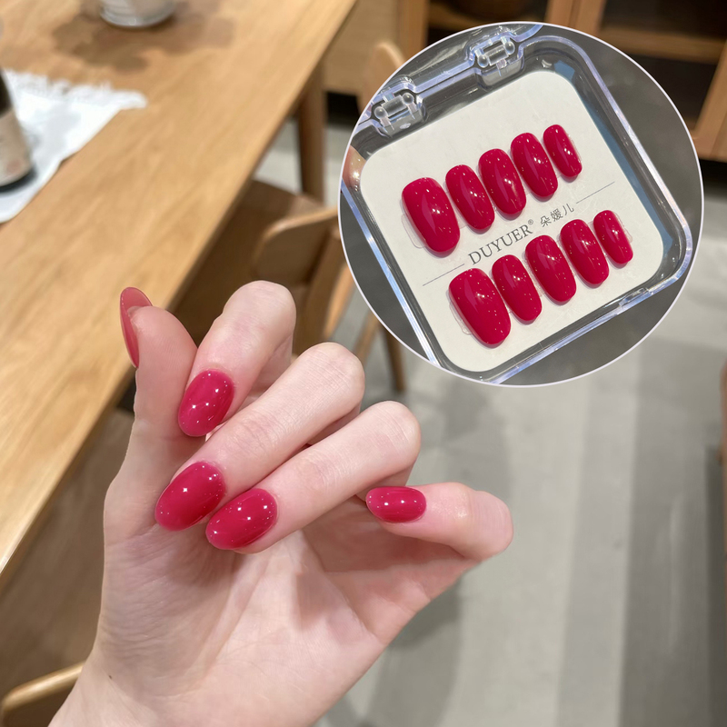 Rina Echizen's Color Is Super Cute and Ultra-Feminine, Cherry Berry Red, Super Bright, Handmade Wearable Nails, Fake Nails, Nail Art Patches
