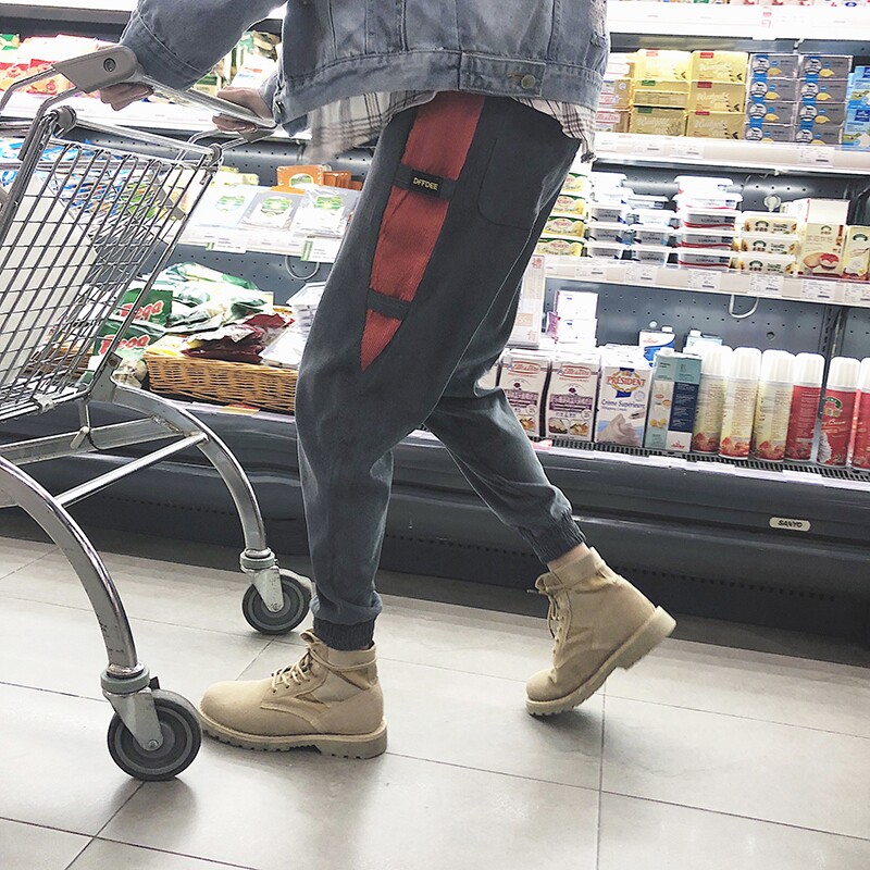 Light cordude pants male spring and autumn loose beanks sweaters tide brands in casual trousers small feet Halen pants