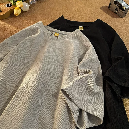 Белая шелковая летняя тонкая быстросохнущая футболка, V-образный вырез, короткий рукав