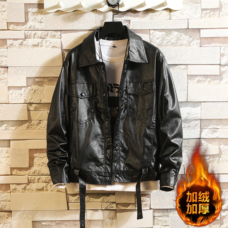 Leather clothes male winter plus suede thickened jacket autumn and winter American retro blouse Han version handsome gas tide pu leather locomotive jacket