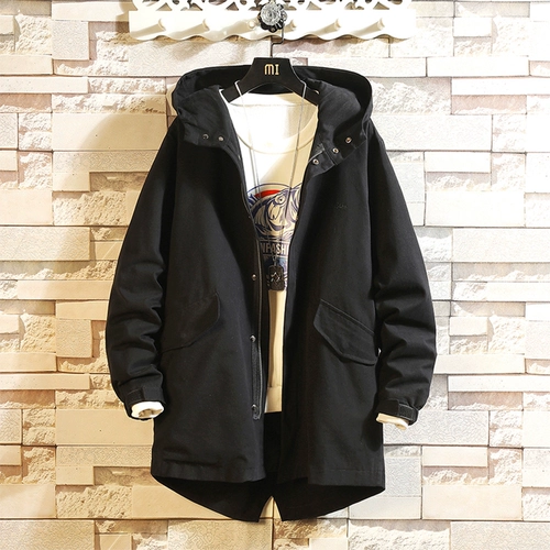 Демисезонный плащ, ретро куртка с капюшоном, изысканный стиль, оверсайз