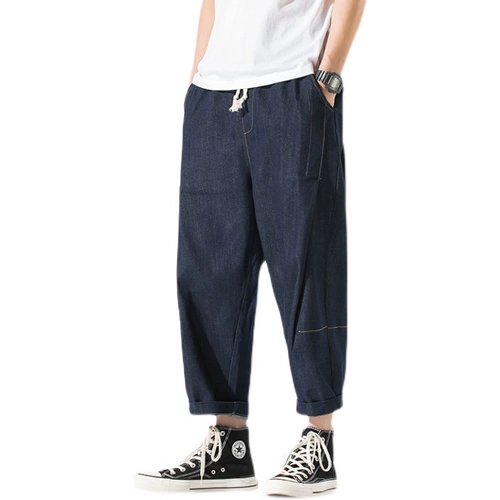 Летние тонкие джинсы, шелковые штаны, свободный прямой крой, большой размер