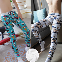 Mens autumn pants cotton autumn winter thin leggings youth plus fleece thick warm pants mens line pants student shirts