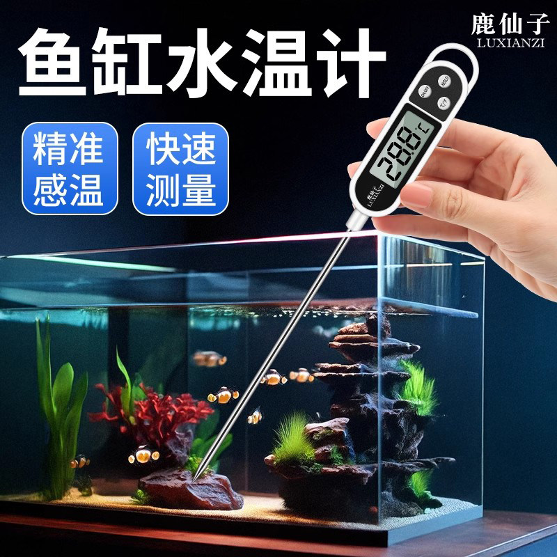 鱼缸温度计高精度测水温计养殖专用电子数显探针式龟缸温度测量计