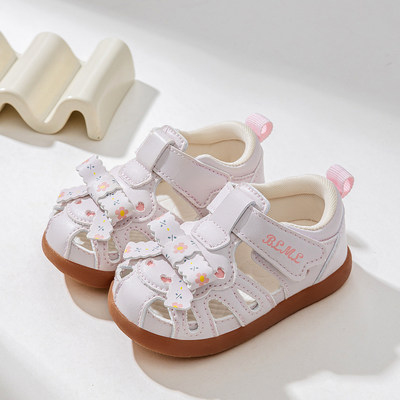 Girls' Sandals 2026 Summer Children's Shoes for 1-4 Years Old, Bowknot Princess Shoes, Closed-Toe, Soft Sole, Non-Slip Baby Girl Shoes — 2