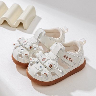 Girls' Sandals 2026 Summer Children's Shoes for 1-4 Years Old, Bowknot Princess Shoes, Closed-Toe, Soft Sole, Non-Slip Baby Girl Shoes — 1