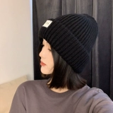 Шерстяная удерживающая тепло зимняя вязаная шапка с капюшоном, оверсайз