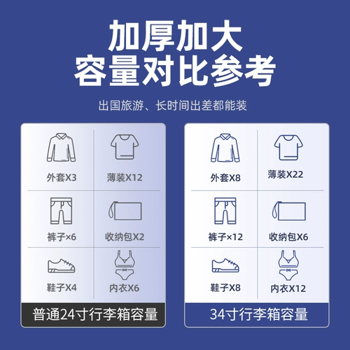 Вместительный и большой универсальный прочный чемодан, коробка для путешествий, 34 дюймов, увеличенная толщина