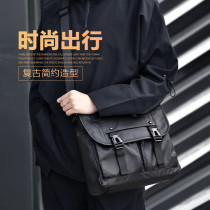 Messenger bag retro crossbody bag mens large capacity single shoulder crossbody bag workwear casual backpack motorcycle bag chest bag