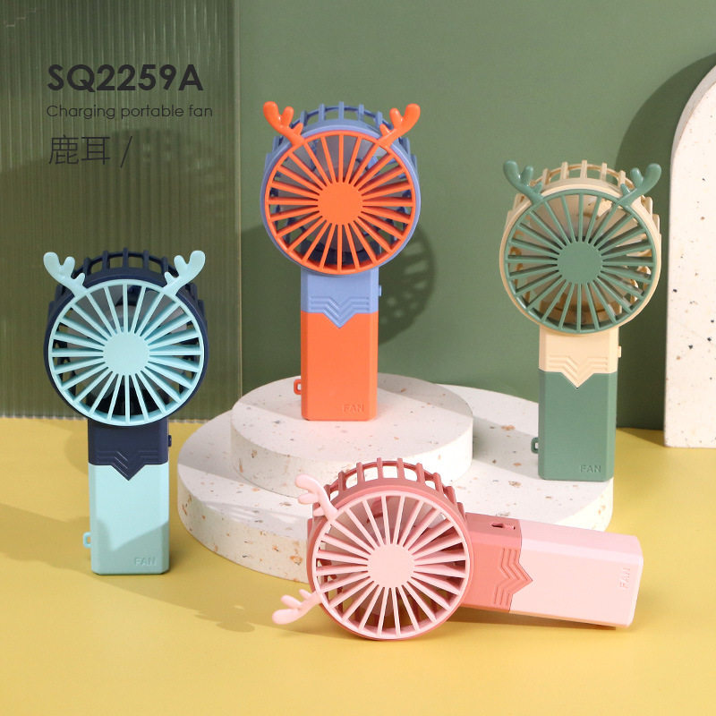 Child Handheld Cartoon Fan Rechargeable Mini Fan Small Deer USB Lithium Battery Collider Color Girl Pocket Fan