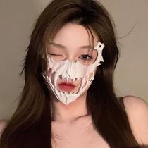 Halloween half-face mask two-dimensional tengu human wolf mask party performance costume props female horror mask