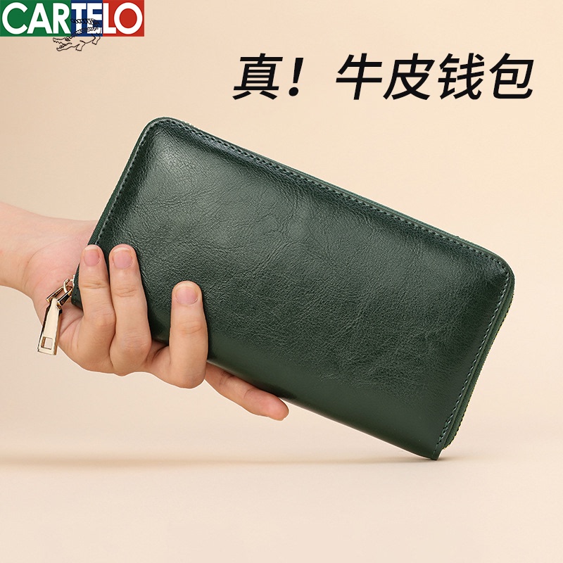 Wallet for Men 2026 New Model Genuine Leather Oil Wax Leather Wallet Men's Long Style Large Capacity Clutch Wallet