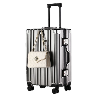 Luggage Suitcase, Sturdy and Durable, Trolley Case, High-End Aluminum Frame Suitcase, Travel Suitcase for Men and Women, Student Password Box, Large-Capacity Leather Suitcase