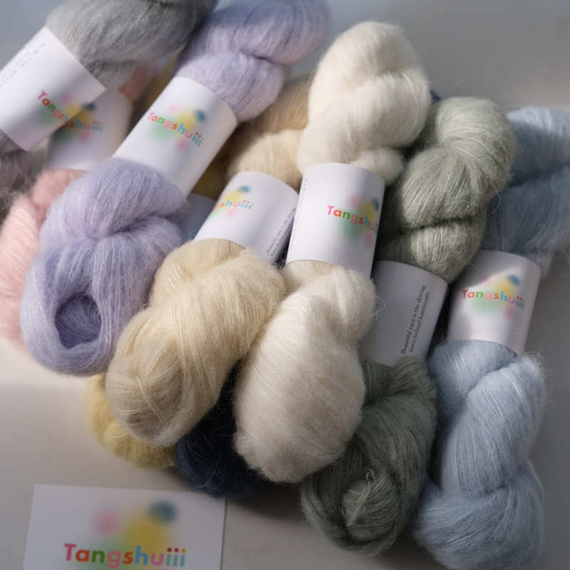 Tangshuiii【Baby Alpaca Solid Color】66% Baby Alpaca 34% Silk 50g 325m Knitting Yarn for Sweaters