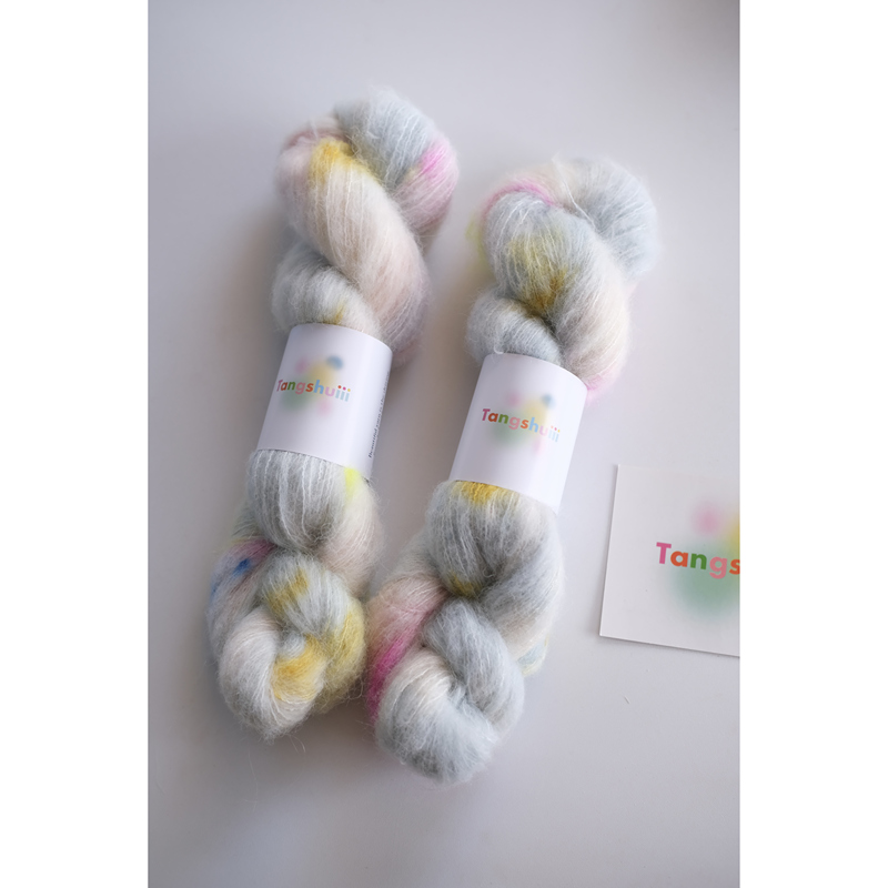 Tangshuiii｜66% Baby Alpaca 34% Silk Brushed Yarn Hand-Dyed Knitting Yarn for Stick Knitting Sweaters 50G/Ply
