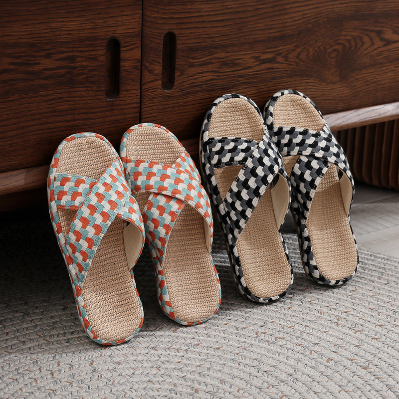 Happ丨High-End Linen Slippers for Women, Indoor Non-Slip, Odor-Resistant, Sweat-Absorbent, Suitable for All Seasons, Men's Sandals Happ丨High-End Linen Slippers for Women, Indoor Non-Slip, Odor-Resistant, Sweat-Absorbent, Suitable for All Seasons, Men's Sandals