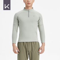 Keep Men Outdoor Warm Winter Quick Dry Top T-shirt Autumn Winter Warm Hair Fabric Half Turtleneck Zipper 11136