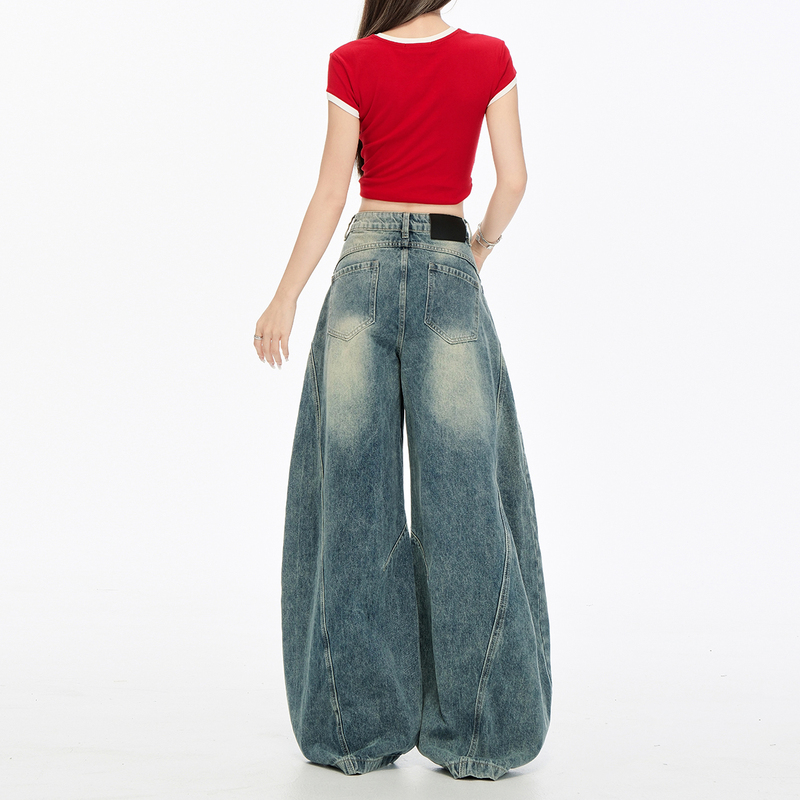 American-Style Scimitar Jeans for Women, 2025 Summer Thin Ripped Cool Jazz Dance Loose Wide-Leg Sickle Pants American-Style Scimitar Jeans for Women, 2025 Summer Thin Ripped Cool Jazz Dance Loose Wide-Leg Sickle Pants