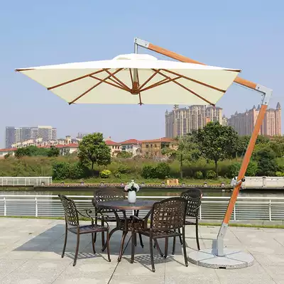 Outdoor parasol courtyard umbrella imitation wood all aluminum umbrella Garden 7-character Roman umbrella outdoor Villa umbrella oversized umbrella