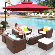Outdoor sofa sunscreen waterproof balcony courtyard furniture rattan sofa combination living room Leisure outdoor woven Vine sofa