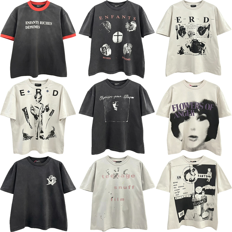 Erd Melancholic Rich Second-Generation American High Street Vintage Washed Distressed Retro Heavyweight Loose Vintage Short-Sleeve T-Shirt