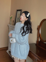 Han Milai Sweater Day Ensemble LAZY RETRO BLUE LOOSE SOFT GLUTINOUS 2022 SPRING SMALL SUB-IDENTICAL KNITTED BLOUSE
