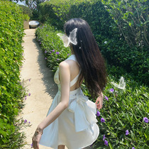 French bellflower dating dress white halter careful machine thin temperament fairy skirt chic gentle