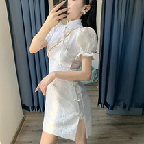 French cheongsam dress young girl thin age small fairy skirt design sense 2020 new summer