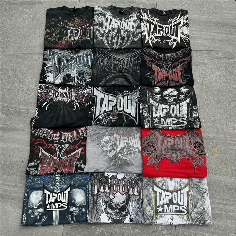 European and American Retro Dark Punk Style T-Shirt Tapout Short-Sleeved Bone Grunge Harajuku Y2K T-Shirt Shirt