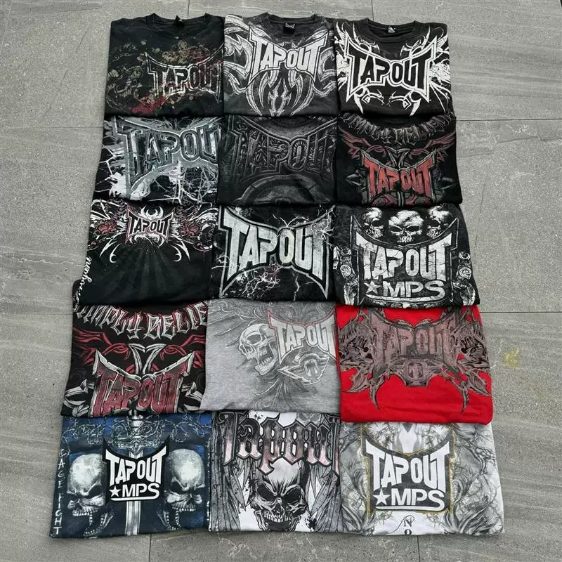 Футболка TAPOUT ретро дарк-панк, хлопок, короткий рукав, унисекс, гранж Y2K