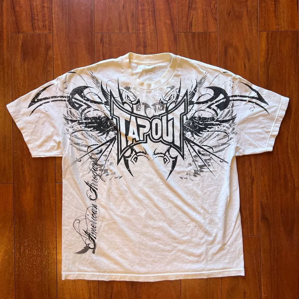 Футболка TAPOUT ретро дарк-панк, хлопок, короткий рукав, унисекс, гранж Y2K