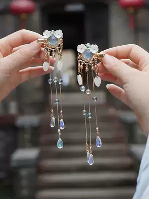 Ancient costume clip headdress antique hairclip jewelry Hanfu accessories side clip hair trim tassel clip hairclip pin hairpin hairpin hairpin