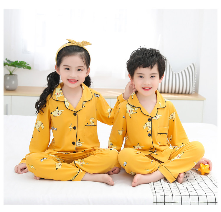 儿童睡衣春秋季薄款牛奶丝长袖卡通女孩小孩男童女童家居服套装详情28