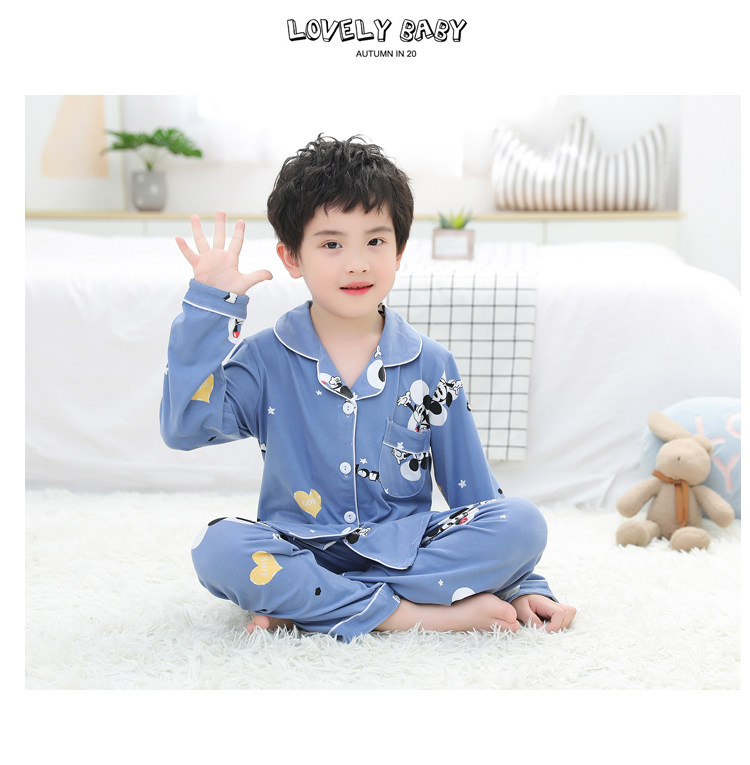 儿童睡衣春秋季薄款牛奶丝长袖卡通女孩小孩男童女童家居服套装详情43