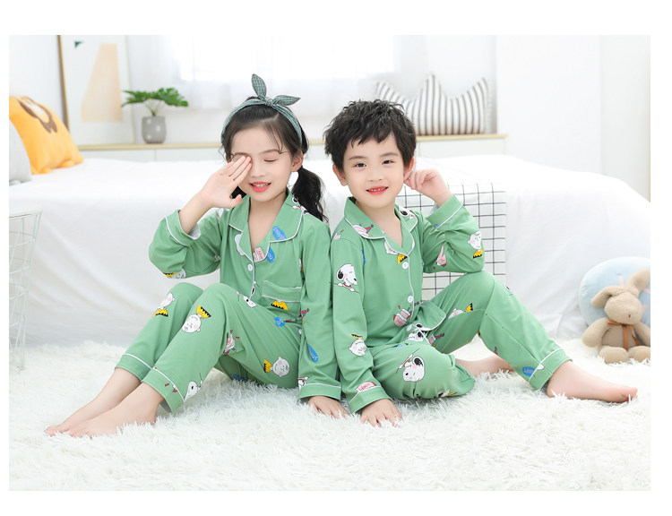 儿童睡衣春秋季薄款牛奶丝长袖卡通女孩小孩男童女童家居服套装详情48