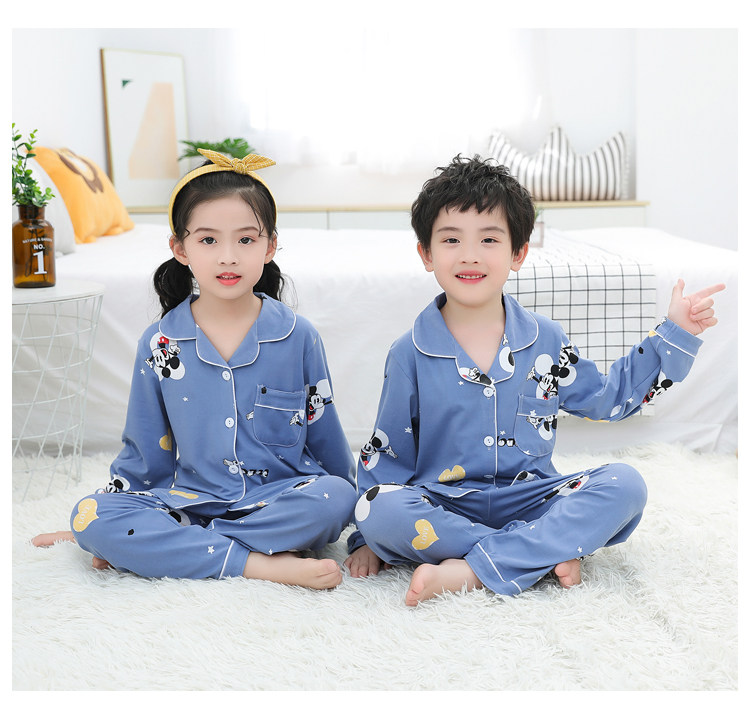 儿童睡衣春秋季薄款牛奶丝长袖卡通女孩小孩男童女童家居服套装详情40