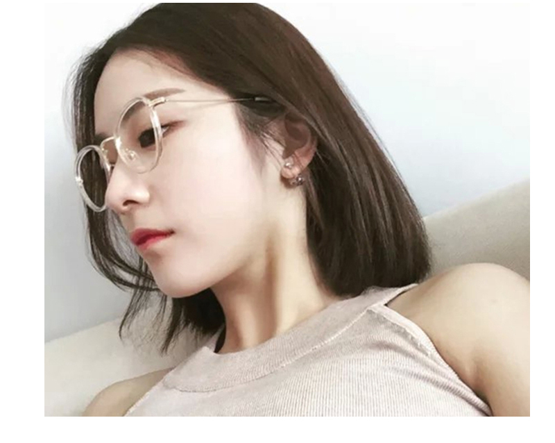 Phiên bản Hàn Quốc của sản phẩm hoàn chỉnh với kính cận thị phụ nữ thủy triều retro khung tròn lớn trong suốt khung kim loại kính retro nam phẳng mắt kính cận