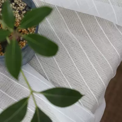 Zhejiang thick and thin striped yarn Joker warm pure white yarn simple living room gauze bedroom balcony floor-to-ceiling window customization