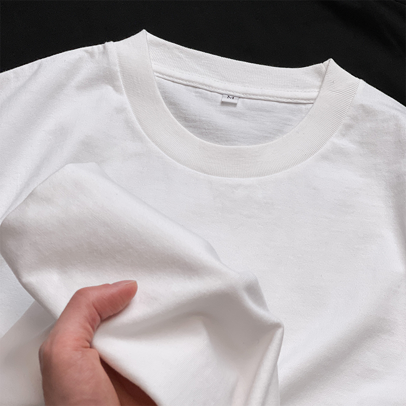 Xinjiang Pure Cotton 230g Heavyweight Pure White Regular Shoulder Short-Sleeve T-Shirt for Men and Women, Couple Style, Base Layer for Summer Fashion