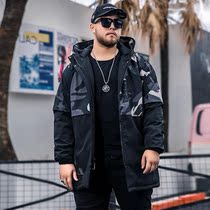 Fat increase mens coat winter thickened medium-long loose large size male fat tide brand youth windbreaker 260 pounds