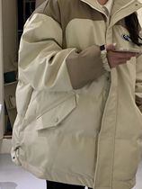 Winter American style stand-up collar down padded jacket female 2022 new ins tide brand couple retro thickened padded jacket jacket