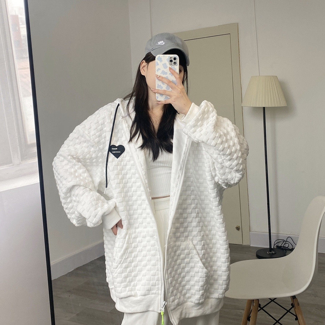 Waffger coat woman loose 2021 new spring and autumn sports cap jacket with sweater tide