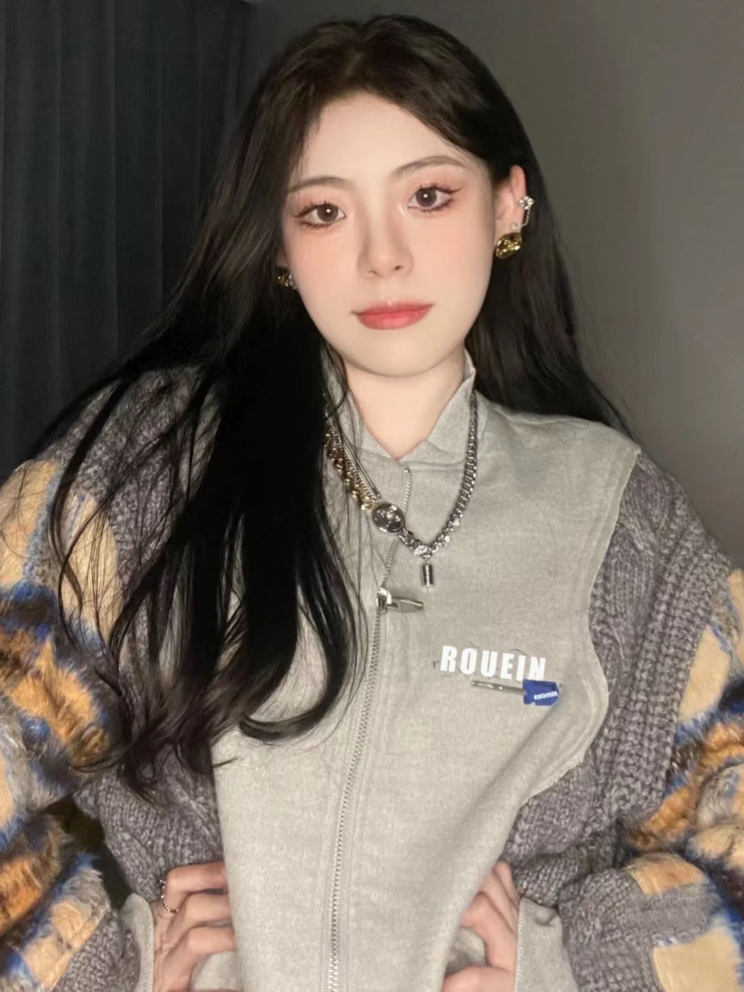 American retro woven small fragrance jacket women's 2022 spring new Korean style splicing color contrast loose baseball uniform