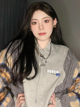 American retro woven small fragrance jacket womens 2022 spring new Korean style splicing color contrast loose baseball uniform