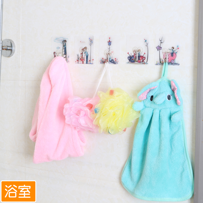 Powder room Kitchen bathroom Large powder room hanging clothes fishing Household bathroom Hanging clothes without trace hook Wall coat hook