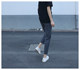 Left Hand Diary Early Autumn New Style Cigarette Pants Grey Striped Nine-Point Tailor-made Slim Professional OL Women's Pants Chic