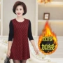 Váy mẹ cộng với nhung dày 2018 quần áo thu đông 2018 mới cho nữ trung niên váy dài tay váy nữ đáy áo khoác cho phụ nữ 40 tuổi
