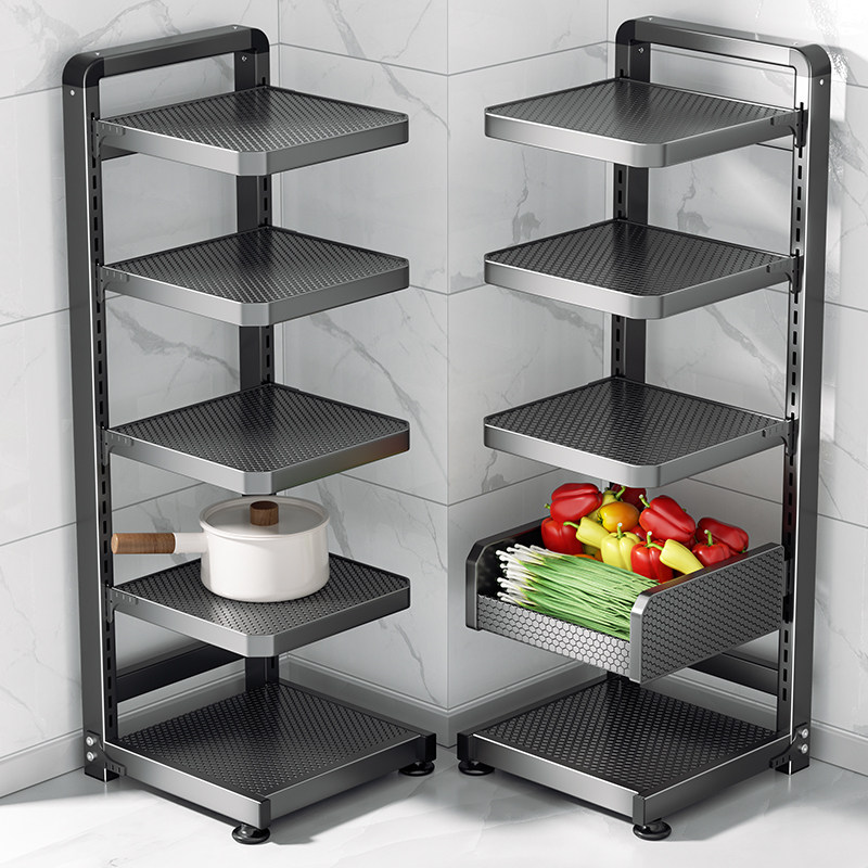 家图腾厨房置物架落地多功能锅具家用多层蔬菜收纳架下水槽锅架子