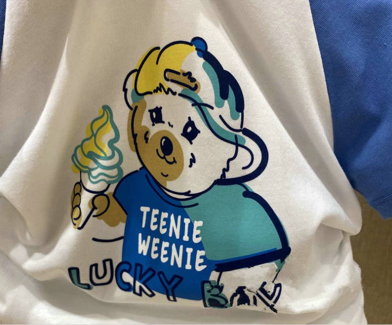 Teenie Weenie Little Bear Kids 2020 Summer New Boys Big Kids Màu tương phản Raglan Tay áo Áo thun ngắn tay - Áo thun