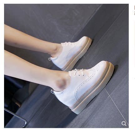 Hong Kong High White Shoes Women's Autumn New Songcake Thick Bottom Korean High-heeled English Style Women's Shoes 8cm